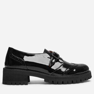Women's black Monk Shoes in black patent leather on a chunky sole, EU 40
